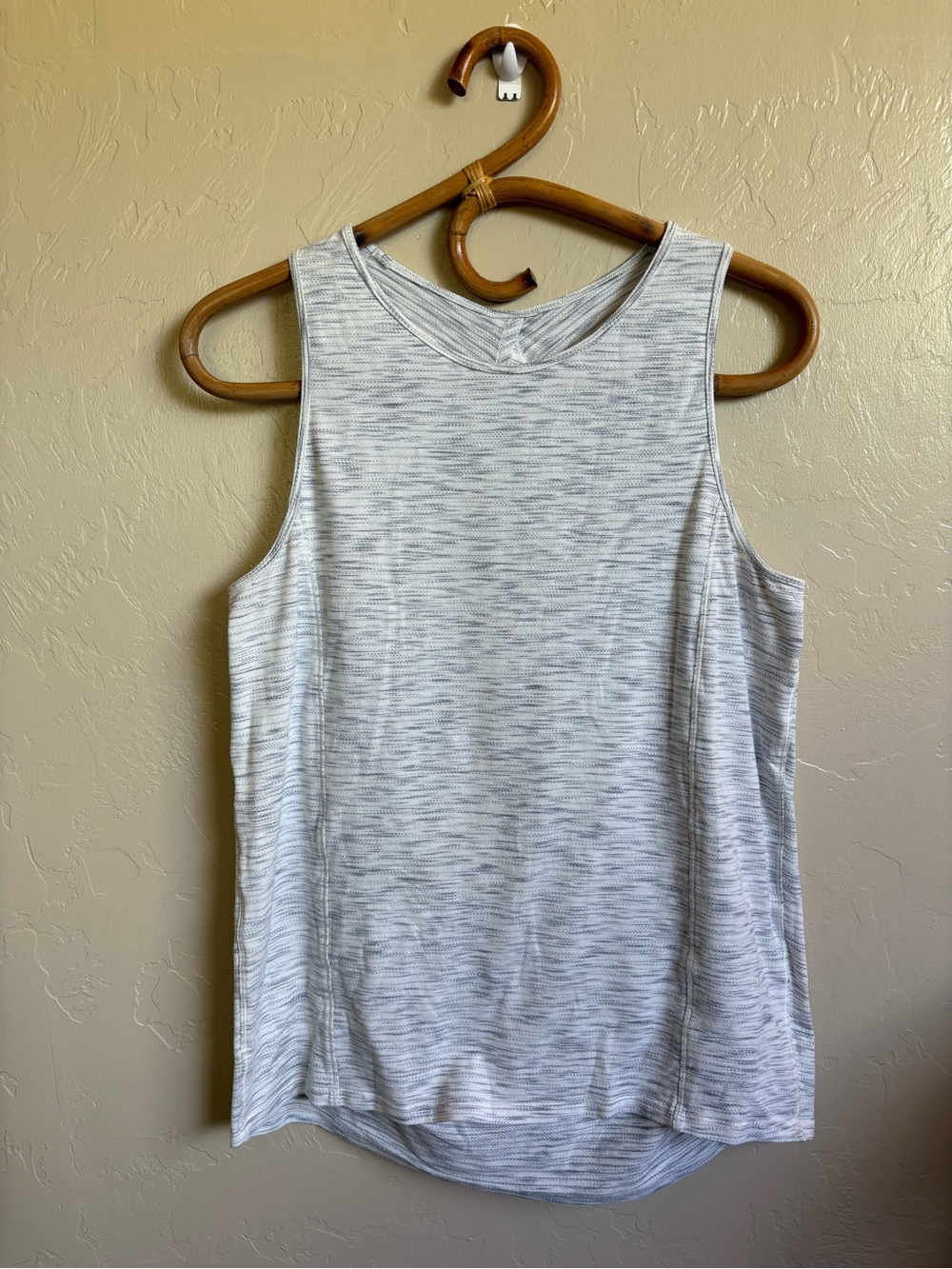 Lululemon Low Key Tank Top Silver Tiger Space Dye White Grey Loose Fit Size 8